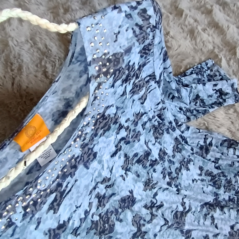 Ruby Rd. Blue And Black Patterned Blouse - image 1